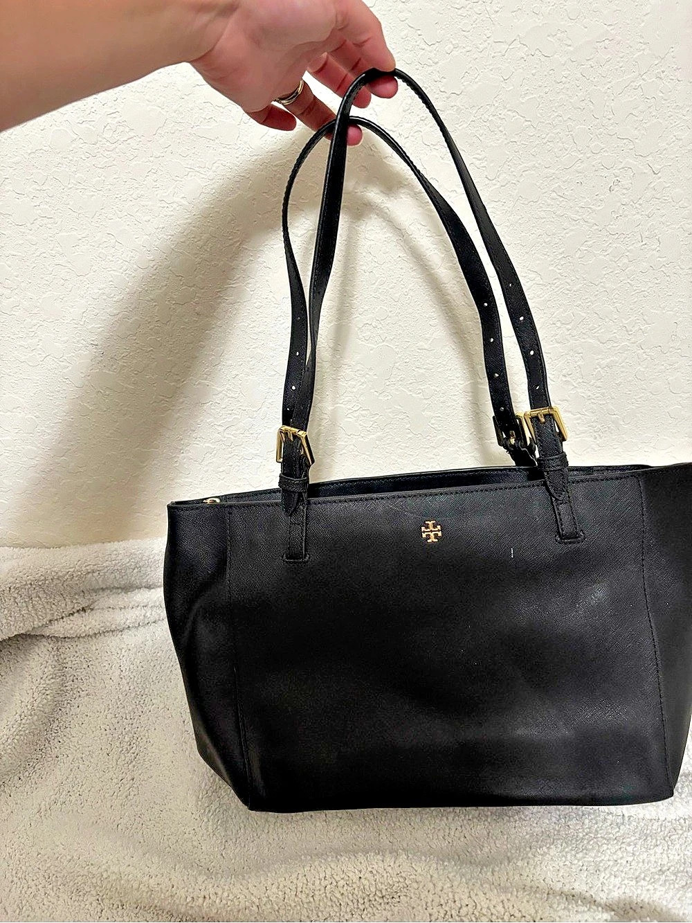 Tory Burch York Buckle Tote Black Tote Bag